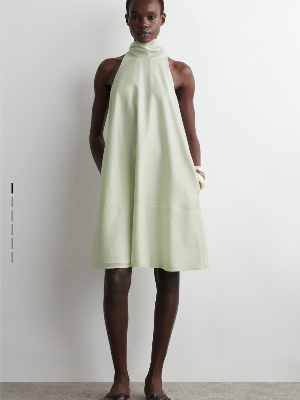NEW W TAGS COS Pale Sage Sleeveless Fluid Halterneck Mini Dress Womens 10